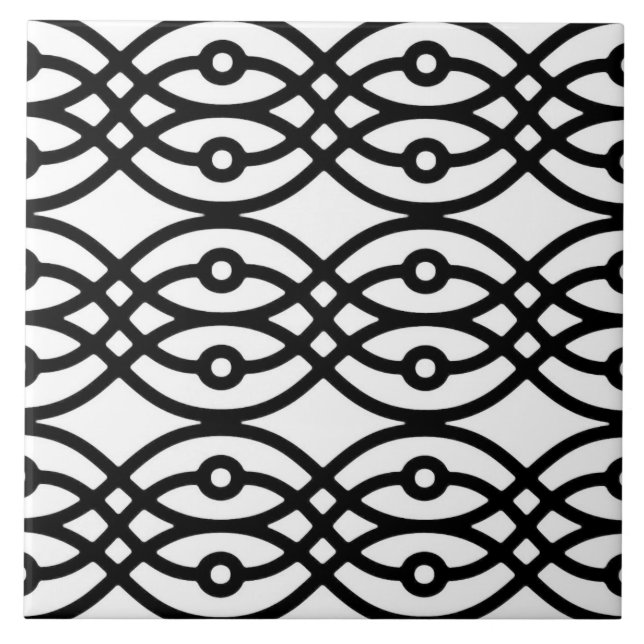 Kimono print, black on white tile (Front)