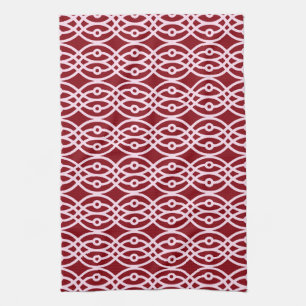 Kimono print, burgundy and pink kitchen towel