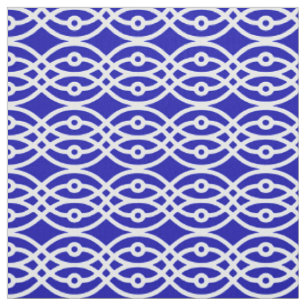 Kimono print, cobalt blue and white fabric