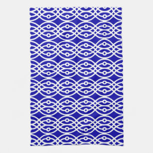 Kimono print, cobalt blue and white kitchen towel