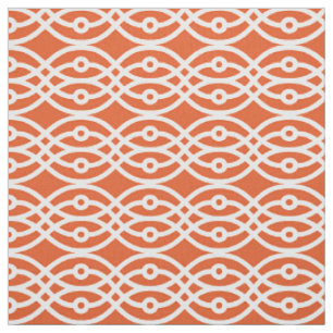 Kimono print, coral orange and white fabric