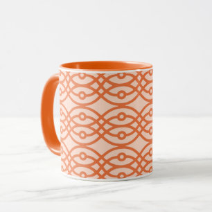 Kimono print, coral orange mug