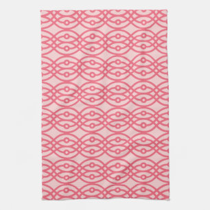 Kimono print, coral pink kitchen towel