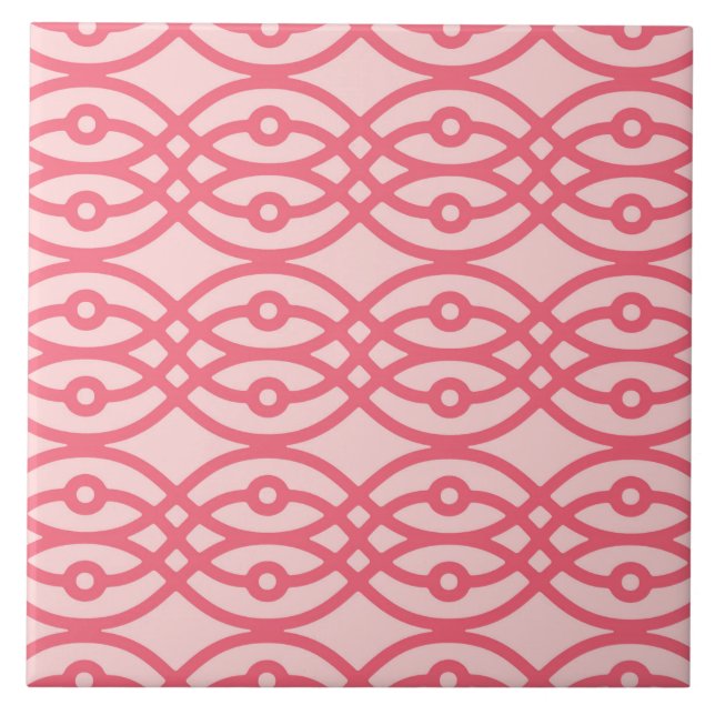 Kimono print, coral pink tile (Front)
