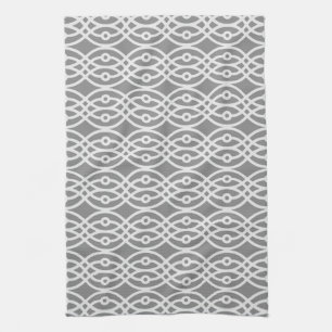 Kimono print, dark grey and silver grey kitchen towel