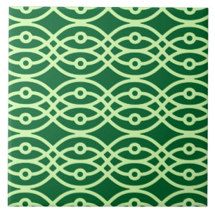Kimono print, dark & light green tile