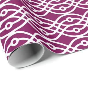 Kimono print, eggplant purple and white wrapping paper