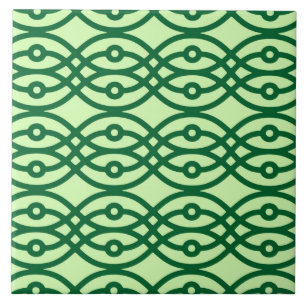 Kimono print, light & dark green tile