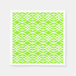 Kimono print, lime green and white napkin