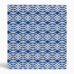 Kimono print, navy blue and white binder