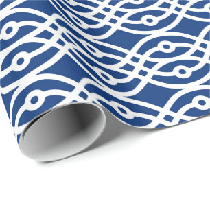 Kimono print, navy blue and white wrapping paper