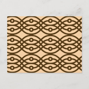 Kimono print, peach and chocolate postcard