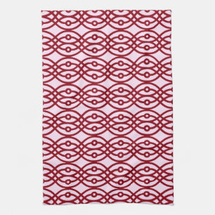 Kimono print, pink and burgundy kitchen towel