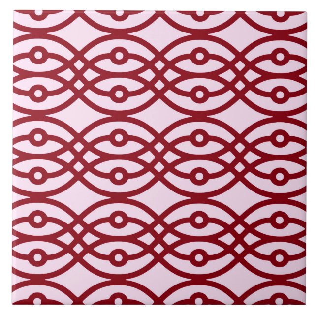 Kimono print, pink and burgundy tile (Front)