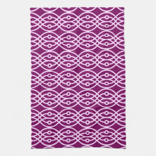 Kimono print, plum and pink kitchen towel