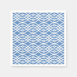 Kimono print, sky blue and white napkin