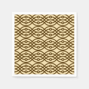 Kimono print, tan and chocolate brown napkin