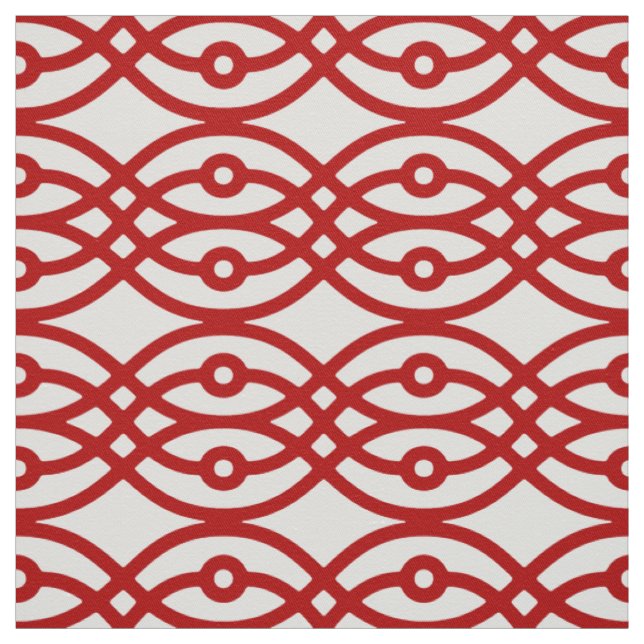 Kimono print, white and dark red fabric (Swatch)