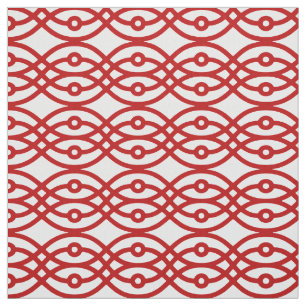 Kimono print, white and dark red fabric