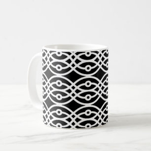 Kimono print, white on black coffee mug