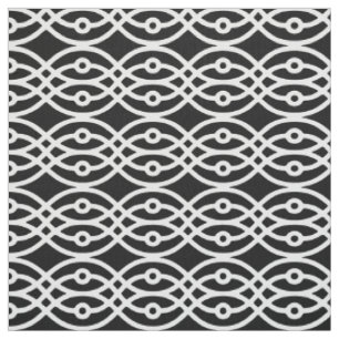 Kimono print, white on black fabric