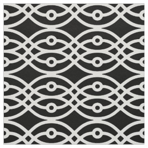 Kimono print, white on black fabric