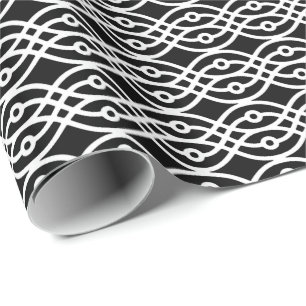 Kimono print, white on black wrapping paper