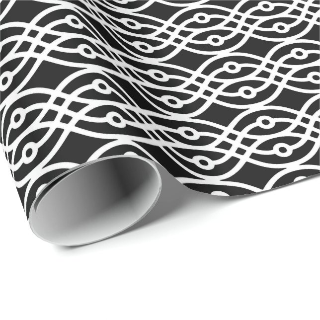 Kimono print, white on black wrapping paper (Roll Corner)