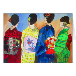 Kimono printemps japonais Geisha aquarelle art