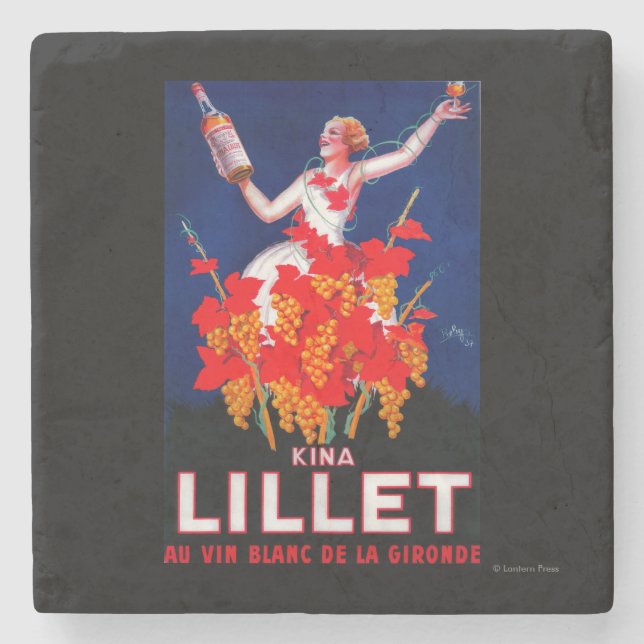 Kina Lillet Vintage PosterEurope Stone Coaster (Front)
