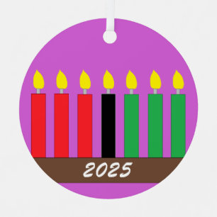 Kinara for Kwanzaa:  Lavender  Metal Ornament