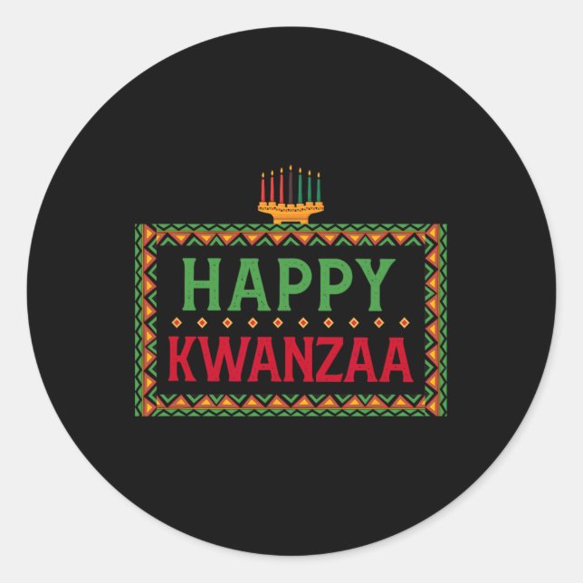 Kinara Seven Candles Principles Of Kwanzaa Happy K Classic Round Sticker (Front)