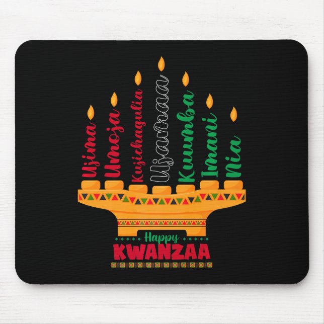 Kinara Seven Candles Principles Of Kwanzaa Happy K Mouse Pad (Front)