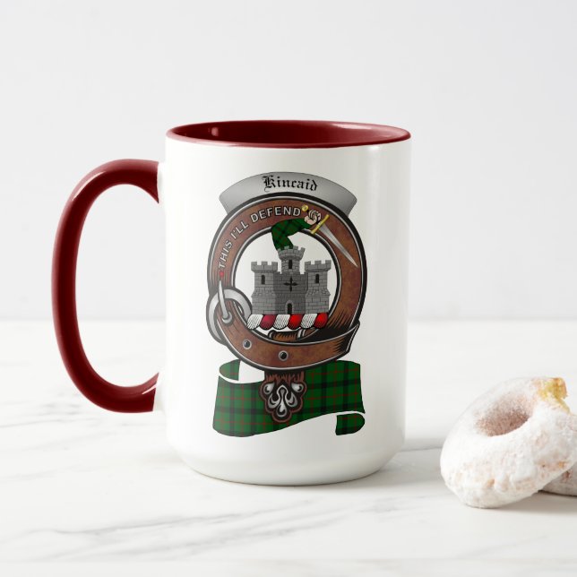 Kincaid Clan Badge Combo 15oz Mug (With Donut)
