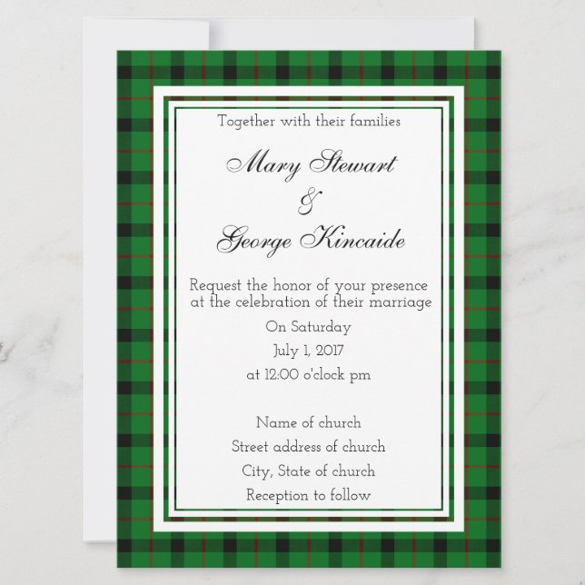 Kincaide Scottish Wedding Invitatio Invitation (Front)
