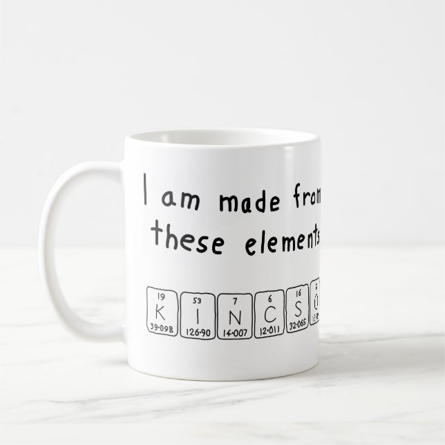 Kincsö periodic table name mug (Left)
