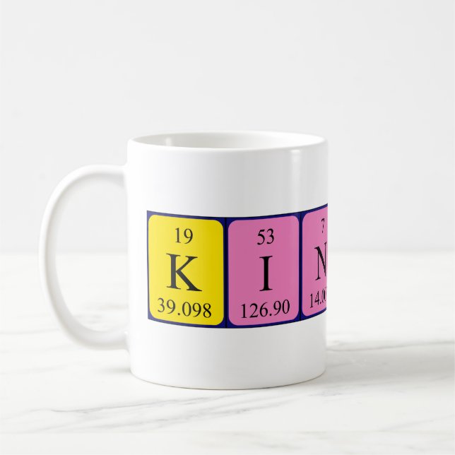 Kincsö periodic table name mug (Left)