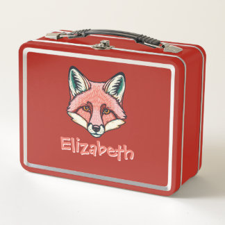 Kind and clever fox customizable Kids Metal Lunch Box
