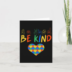 Kind Asl American Sign Language Autism Awareness Card