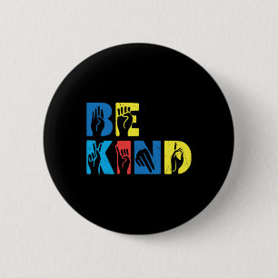 Kind Asl Love Sign Language Hand Autism Awareness 2 Inch Round Button