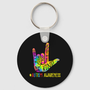 Kind Asl Love Sign Language Hand Autism Awareness  Keychain