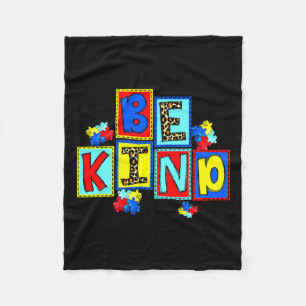 Kind Autism Awareness Asl Kindness Autism Mom Teac Fleece Blanket