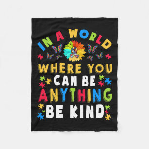 Kind Autism Awareness Asl Mom Teacher Kindness 18 Fleece Blanket