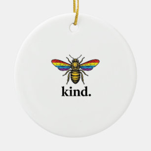 Kind Bee Vintage Rainbow Wing Shirt Design (2)_1 Ceramic Ornament