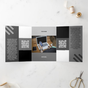 Kind Black Tone Squared Off Qr Codes Tri-Fold Card