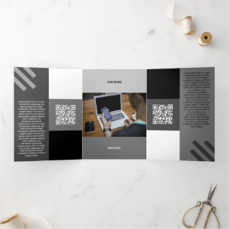 Kind Black Tone Squared Off Qr Codes Tri-Fold Card