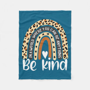 Kind Boho Leopard Rainbow Kindness Artwork Fleece Blanket