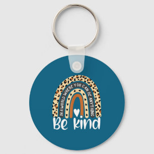 Kind Boho Leopard Rainbow Kindness Design Keychain
