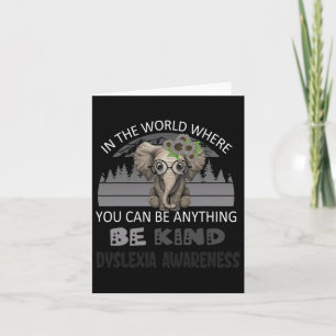 Kind Dyslexia Awareness Elephant Retro Background Card