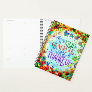 ‘Kind, Generous, Thankful”  Inspirivity Planne Planner